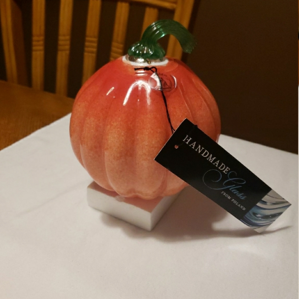 NEW!! ZORZA Handmade Blown Glass Pumpkin
